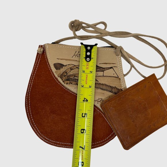 Handcrafted Honduras Roatán 2012 Leather Souvenir Bag & Wallet Set - Picture 9 of 10